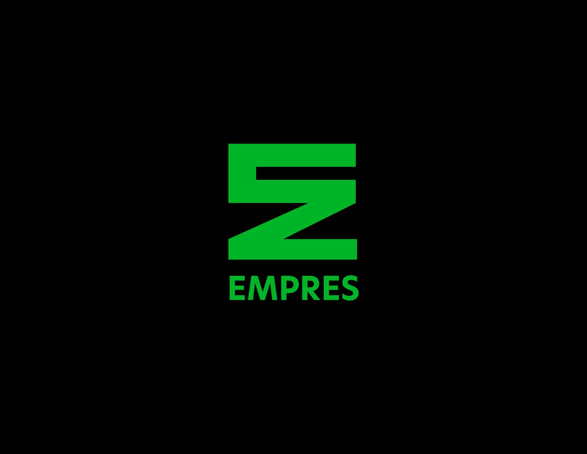 Empres stacked logo, green on black