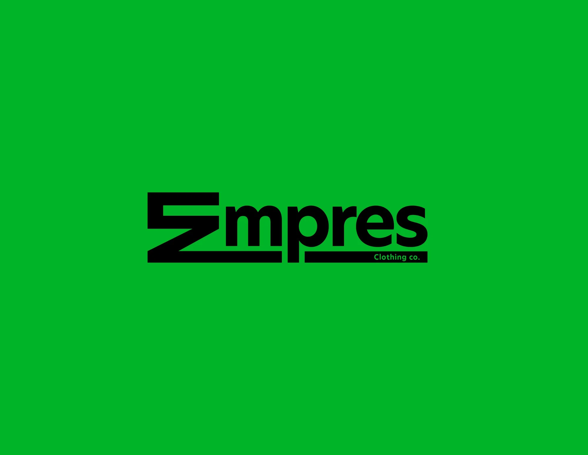 Empres Clothing co. wordmark, black on green