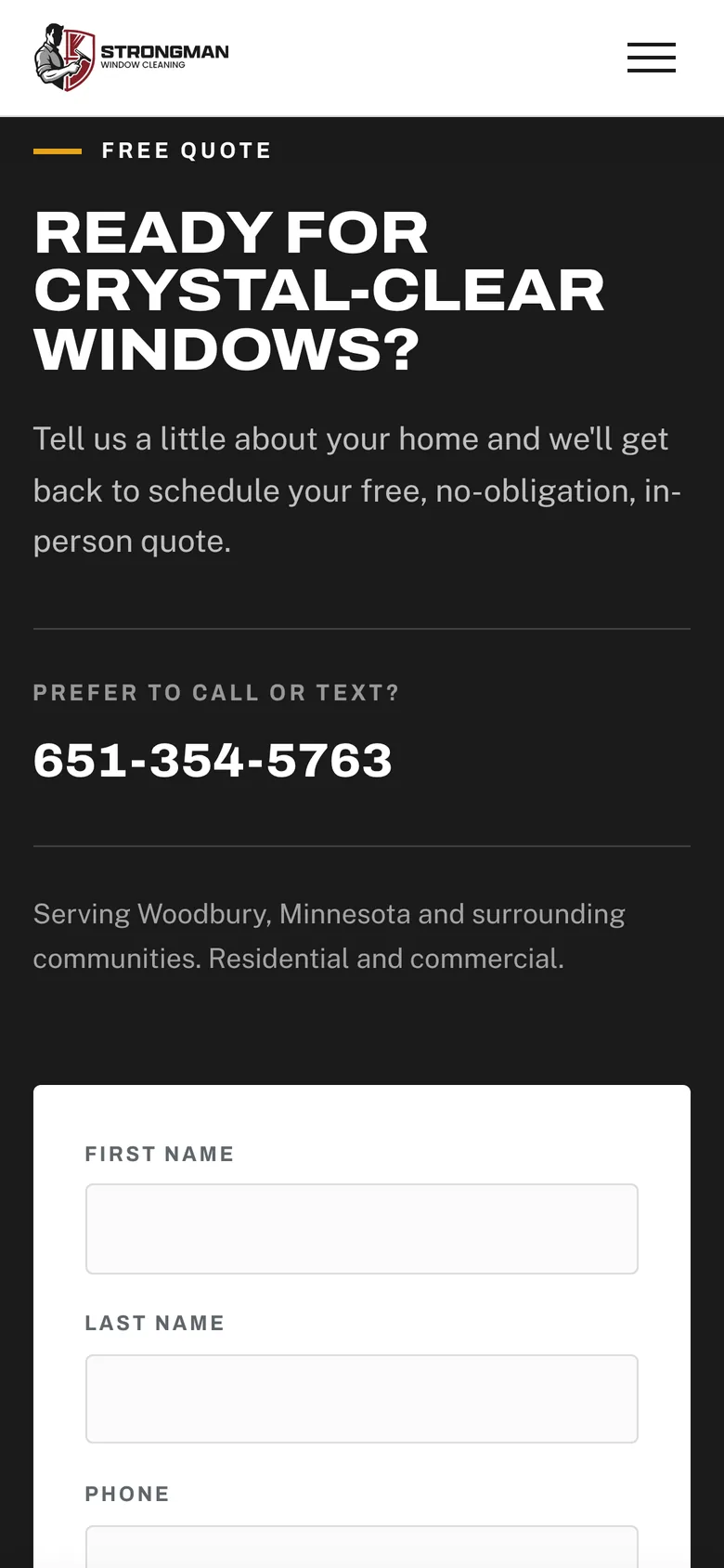 Quote form on a phone